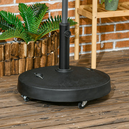 25kg Resin Garden Parasol Base with Wheels and Retractable Handles