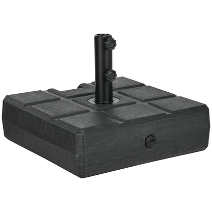 40kg Square Umbrella Parasol Base with Wood Effect, Plastic Umbrella Stand for Outdoor Patio Umbrella, Black