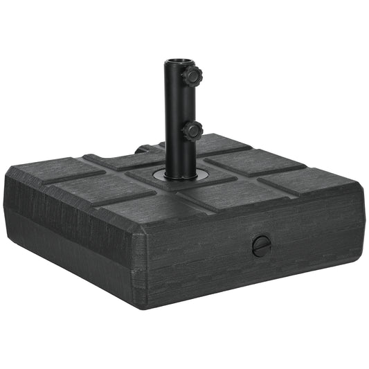 40kg Square Umbrella Parasol Base with Wood Effect, Plastic Umbrella Stand for Outdoor Patio Umbrella, Black