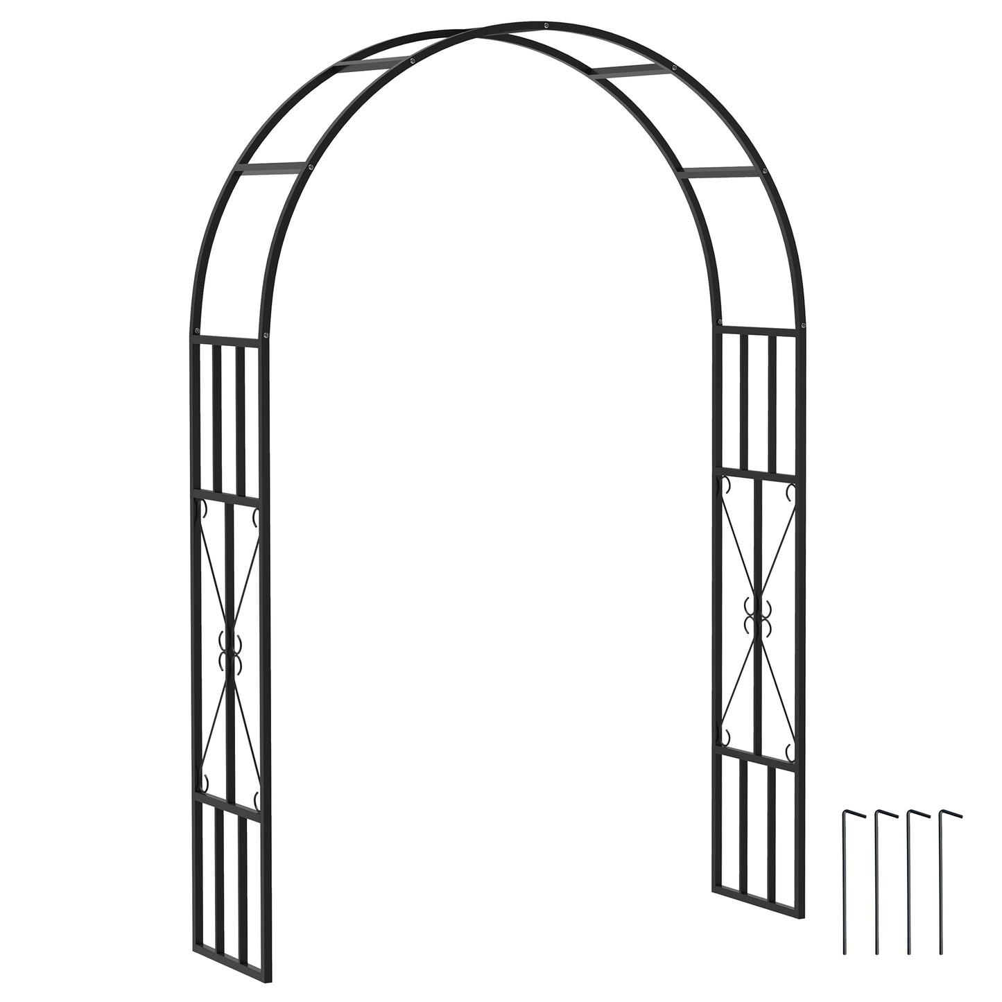 Steel Garden Arch, 2.2m High x 1.5m Wide Metal Garden Trellis for Climbing Plants Roses Wisteria Vines