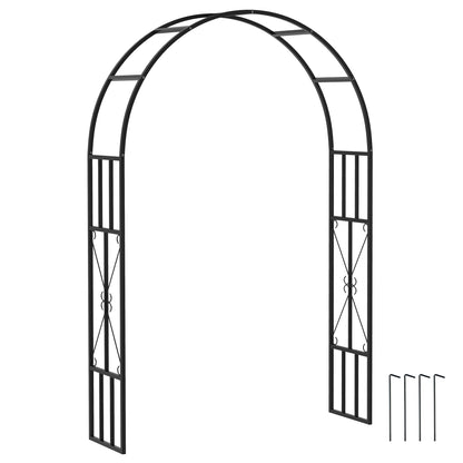 Steel Garden Arch, 2.2m High x 1.5m Wide Metal Garden Trellis for Climbing Plants Roses Wisteria Vines
