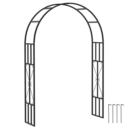 Steel Garden Arch, 2.2m High x 1.5m Wide Metal Garden Trellis for Climbing Plants Roses Wisteria Vines