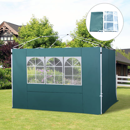 2.95 Meters Gazebo Replaceable Exchangeable Side Panel Wall Panels Walls With Window, Dark Green