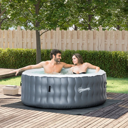 Round Hot Tub Inflatable Outdoor Bubble Spa Pool with Pump, Cover and Filter Cartridges - Grey