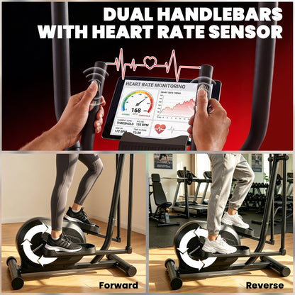 Elliptical Cross Trainer for Home, Quiet Magnetic Elliptical Machine with Bluetooth, App Compatible, 8-Level Resistance