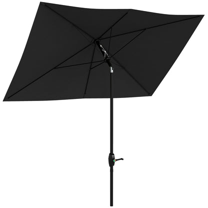 3 x 2 m Garden Parasol Umbrella with Aluminium Pole, UPF 50+ Rectangular Outdoor Table Parasol Sun Shade