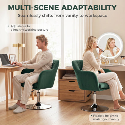 Retro Velvet Swivel Tub Chair with Steel Frame, Cushion Seat, Dark Green