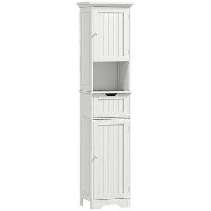 Slim Bathroom Storage Cabinet, with Sensor Lights - White