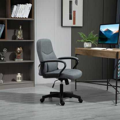 Office Chair, Fabric Desk Chair Mid Back Work Study Chair with Massage Lumbar Support, Adjustable Height and Swivel Wheels