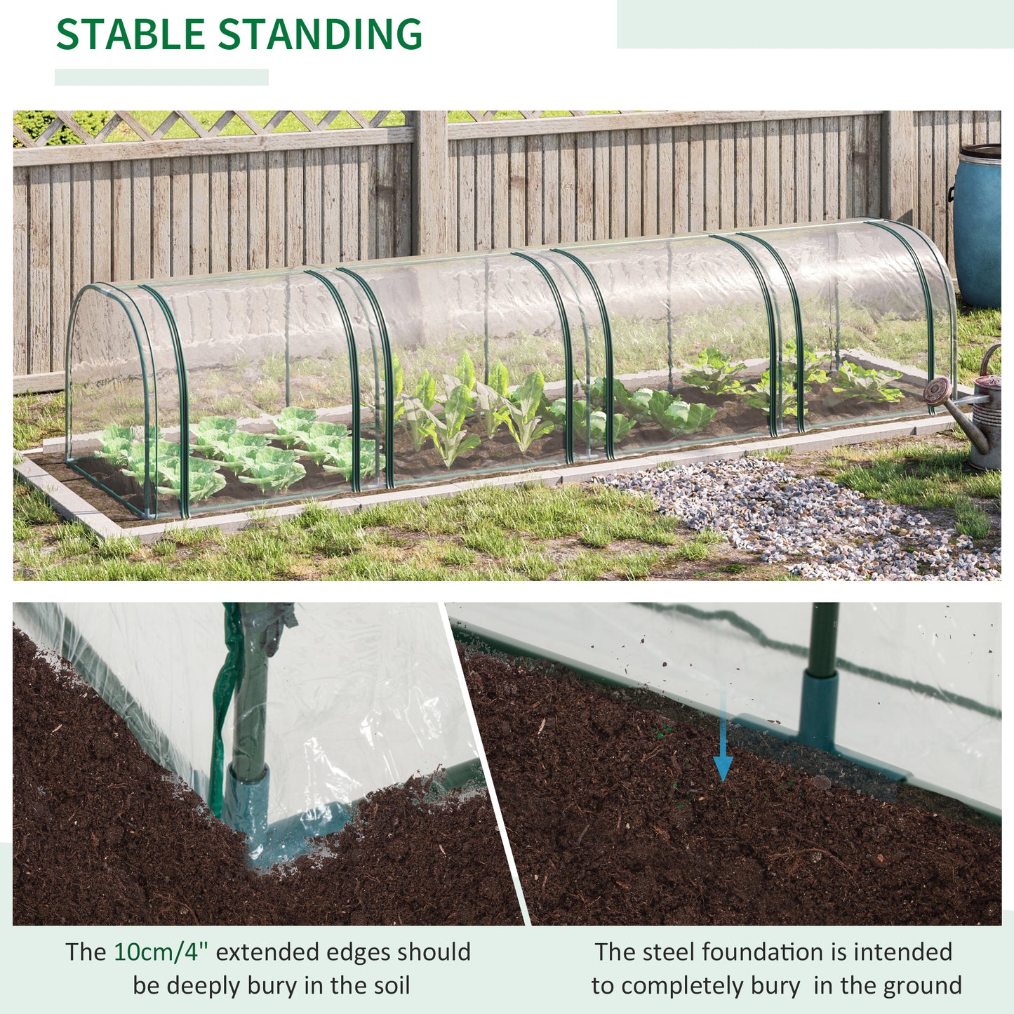 395 x 100 cm Low Tunnel Greenhouse - Clear