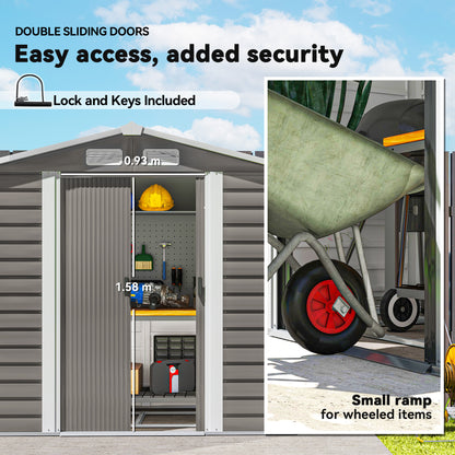 7 x 4ft Garden Shed, Easy to Assemble, Upgraded Galvanised Steel Frame with Foundation Kit, Double Doors with Lock