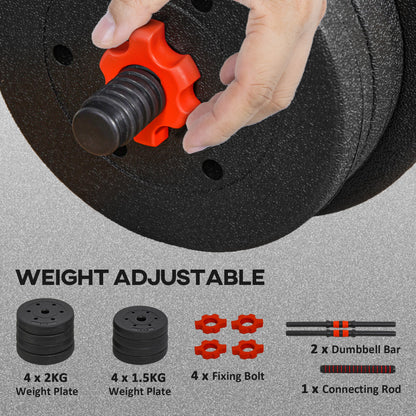 15kg 2 in 1 Adjustable Dumbbells Weight Set, Dumbbell Hand Weight Barbell for Weight Training, Black