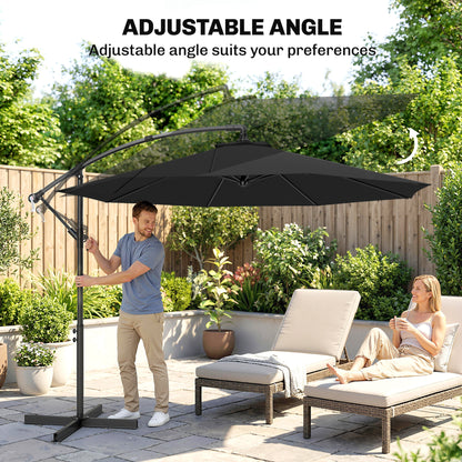3m Overhanging Cantilever Parasol, with Cross Base - Black