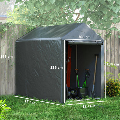 179 x 120cm Temporary Garden Shed, with Weather-resistant Plastic Cover and Accessories - Dark Grey