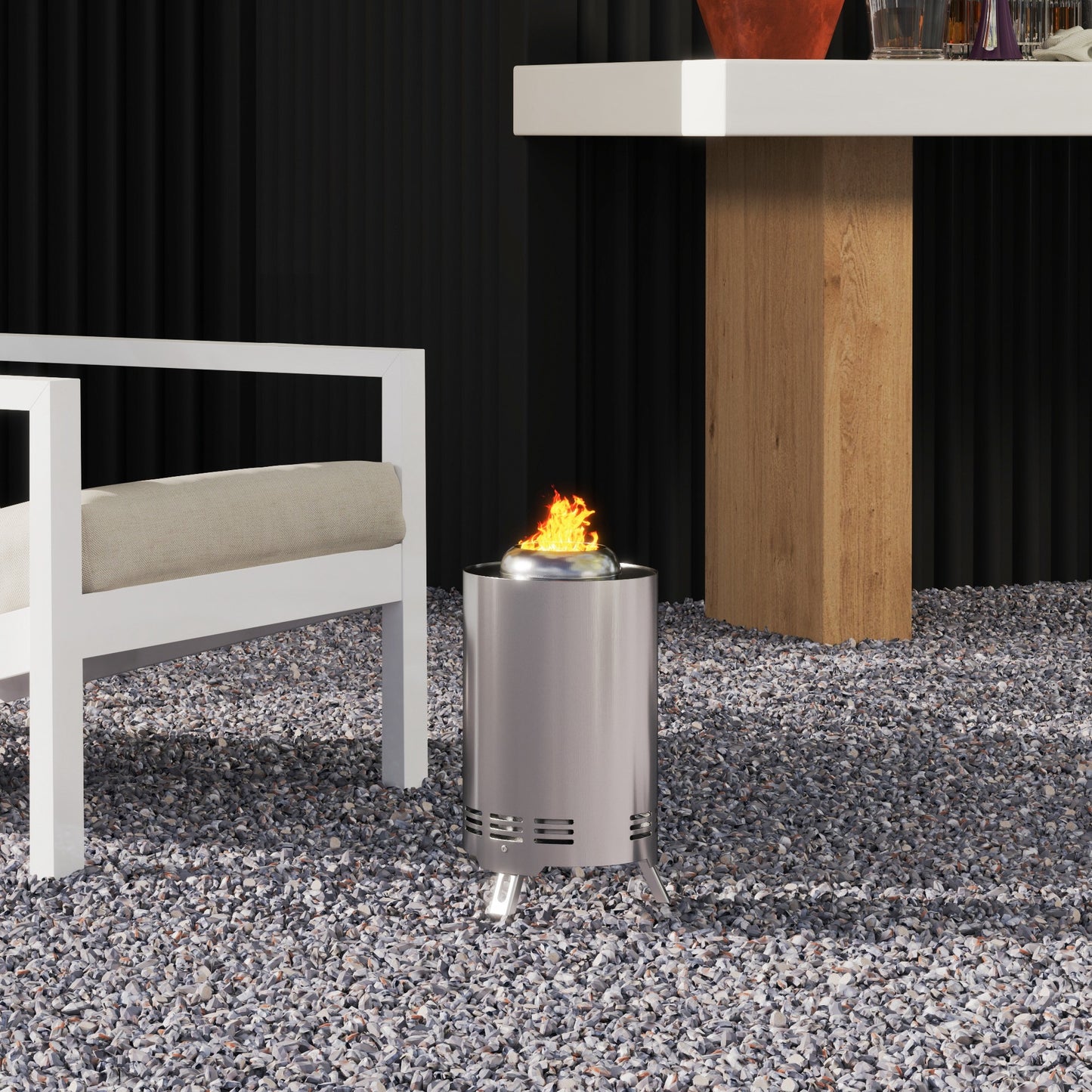 Smokeless Fire Pit, 16 x 16 cm Stainless Steel Portable Wood Burning Firepit with Poker