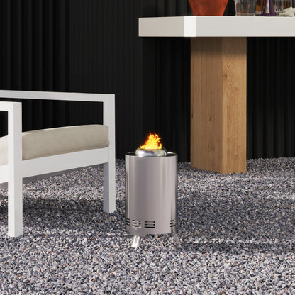 Smokeless Fire Pit, 16 x 16 cm Stainless Steel Portable Wood Burning Firepit with Poker