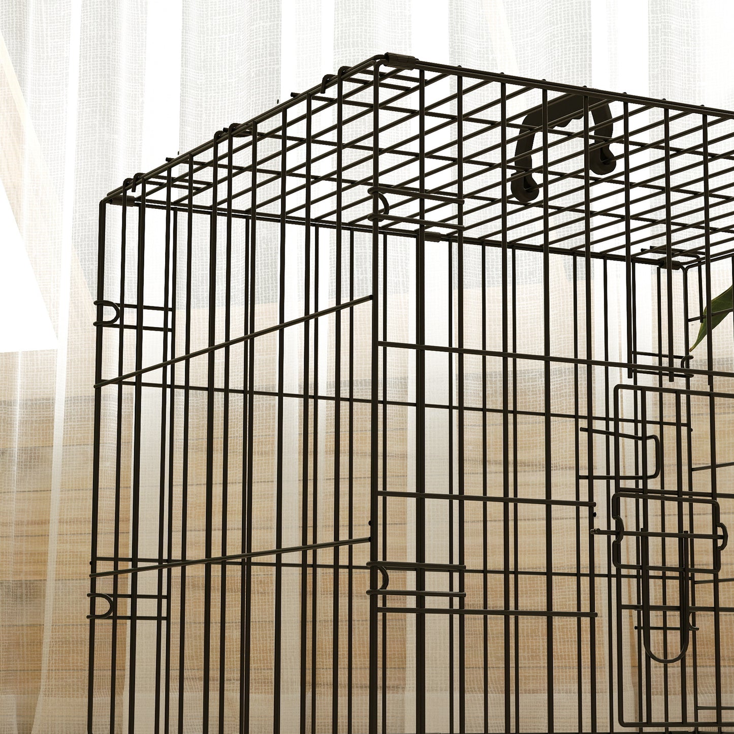 Foldable Dog Crate with Two Doors with Tray, Soft Cushion, for Extra Small Dogs, 60 x 45 x 50, Black