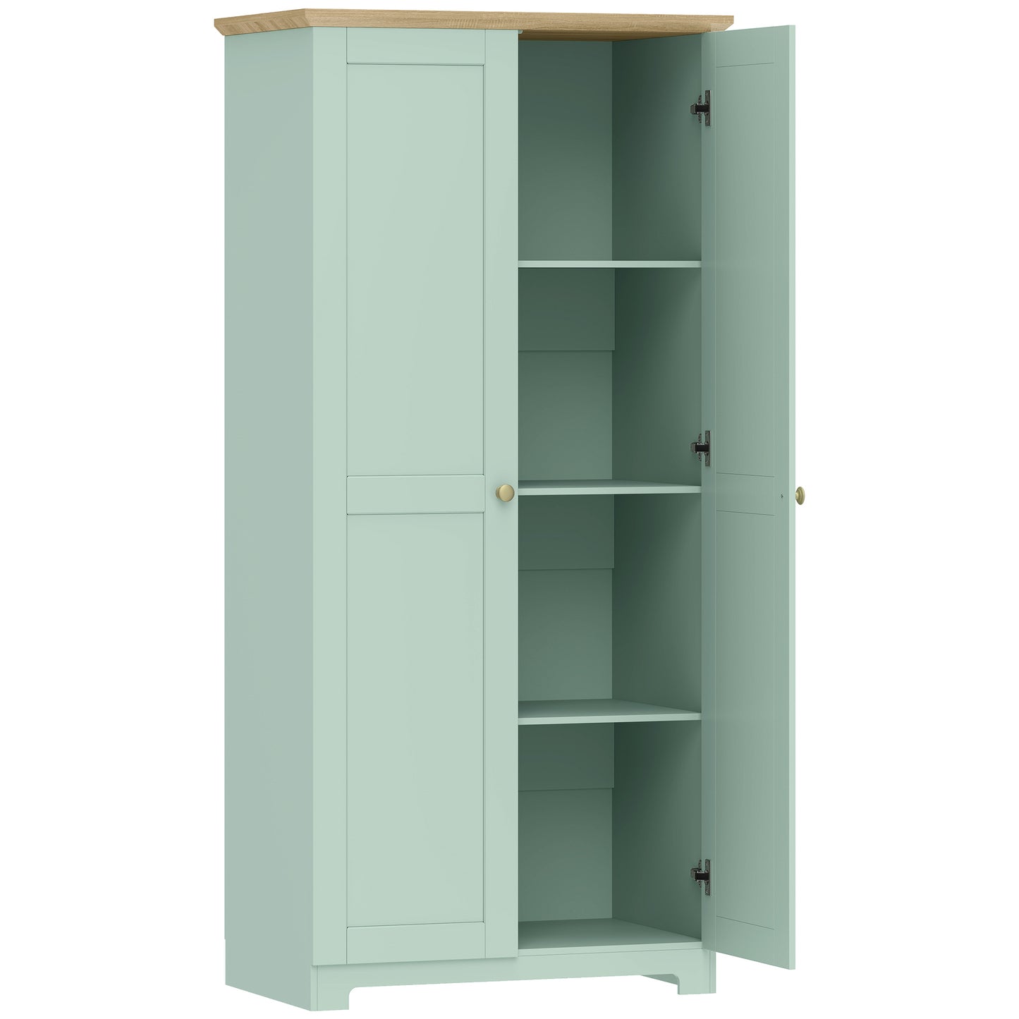 Kitchen Cupboard, 172cm Freestanding Storage Cabinet with Doors and Shelves, Light Green