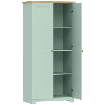 Kitchen Cupboard, 172cm Freestanding Storage Cabinet with Doors and Shelves, Light Green