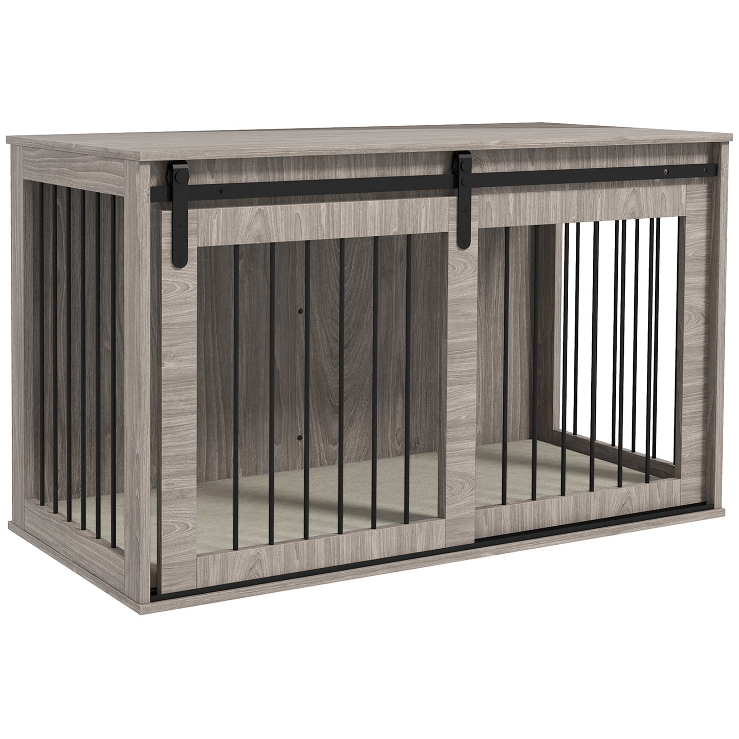 46.46'' Dog Crate Furniture with Removable Cushion & Security Latch for Extra Large Dogs - Walnut Brown