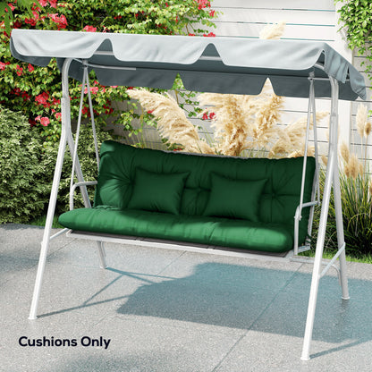 Outdoor Seat Cushions Back Cushion with 2 Pillows, Water Repellent Seat Pads for 3-Seater Chair, Green