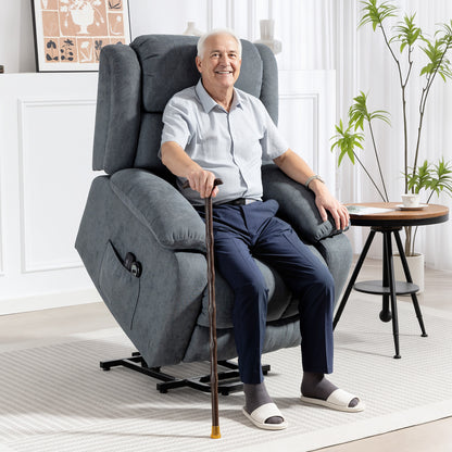 Power Lift Recliner Chair with Vibration Massage, Lift Chair for Elderly with Footrest, Remote, Side Pocket, Grey