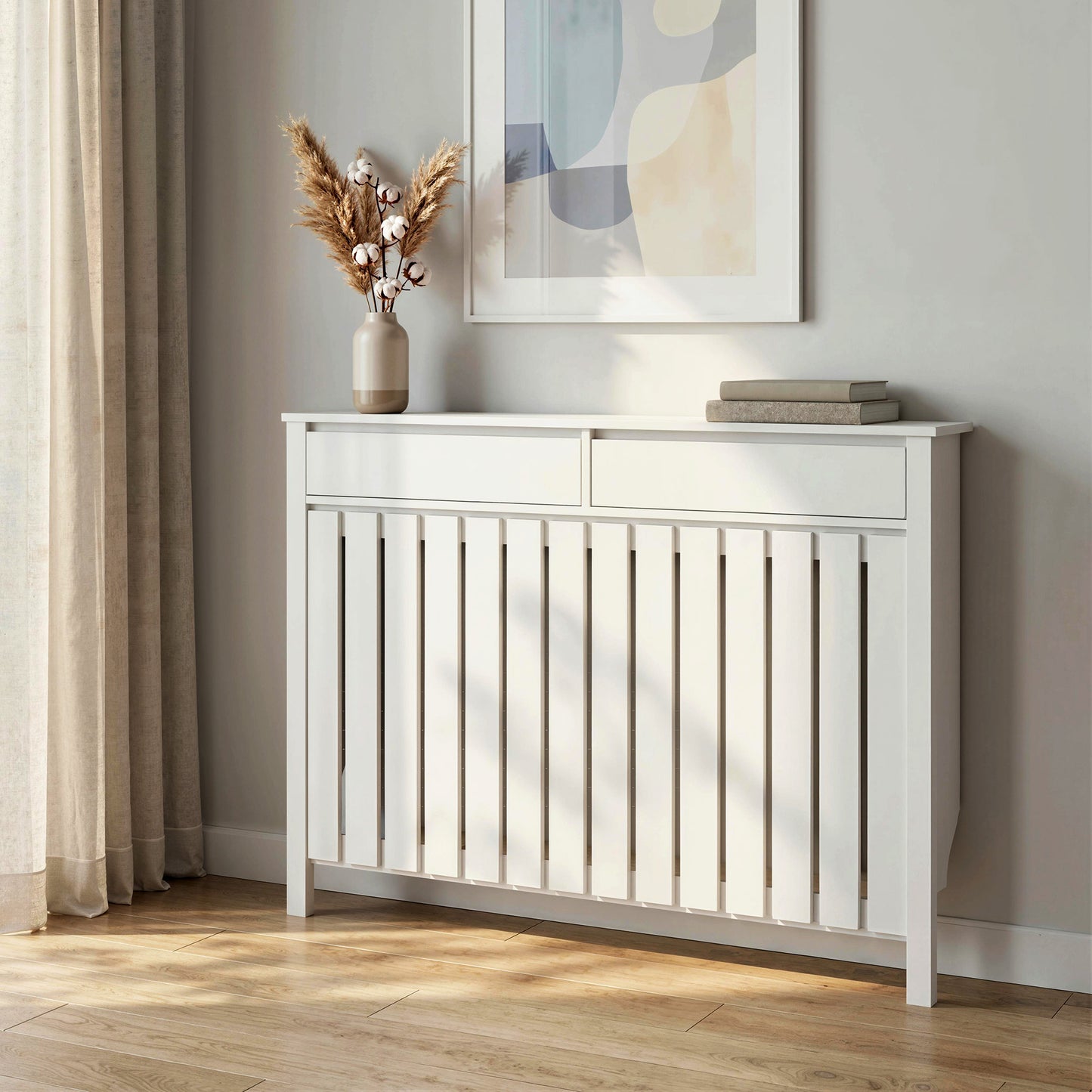 93 x 119cm Rustic-Look Radiator Cover - White