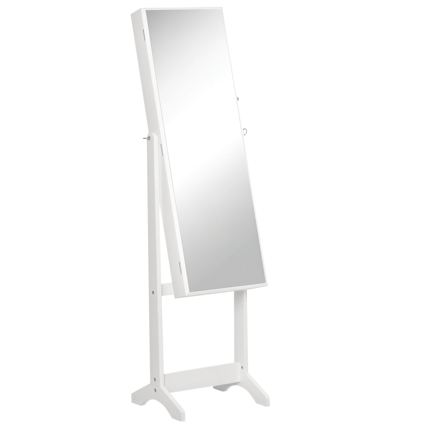 Full Length Mirror with Storage, Jewellery Cabinet with Mirror, Adjustable Angle and Stand