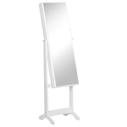 Full Length Mirror with Storage, Jewellery Cabinet with Mirror, Adjustable Angle and Stand