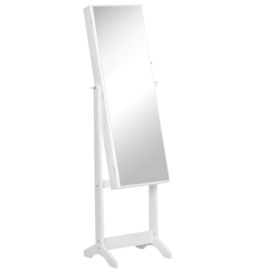 Full Length Mirror with Storage, Jewellery Cabinet with Mirror, Adjustable Angle and Stand