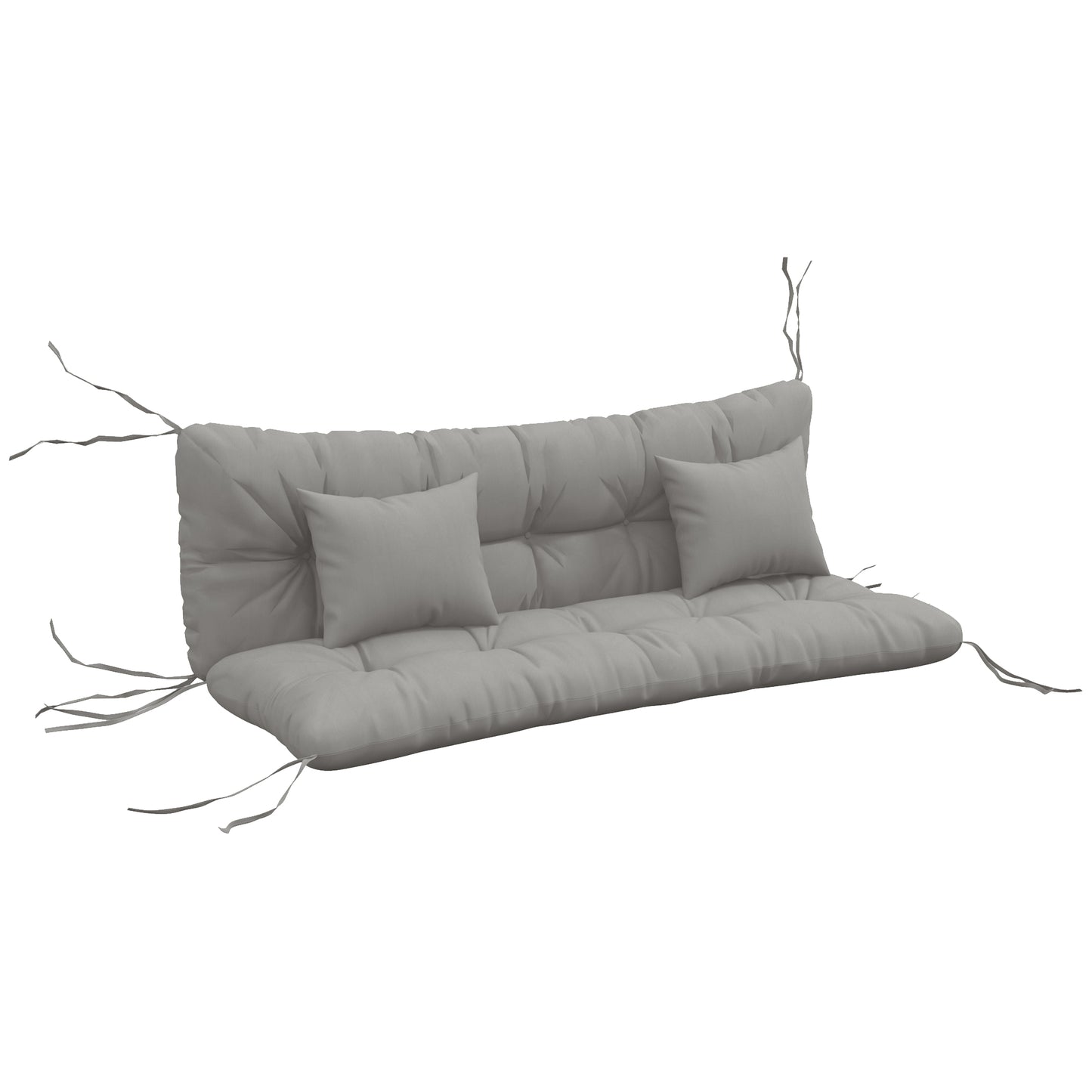 Back and Seat Cushion Replacement with 2 Pillows, Patio Chair Cushions Set with Ties, Light Grey