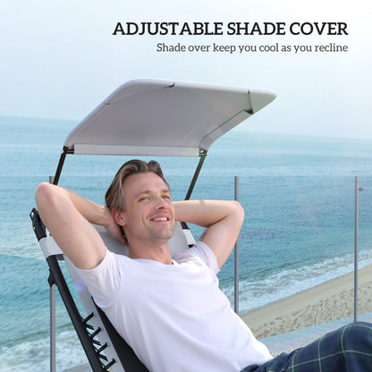 Zero Gravity Lounger Chair Set of 2, Folding Reclining Patio Chair with Shade Cover, Padded Seat, Cup Holder