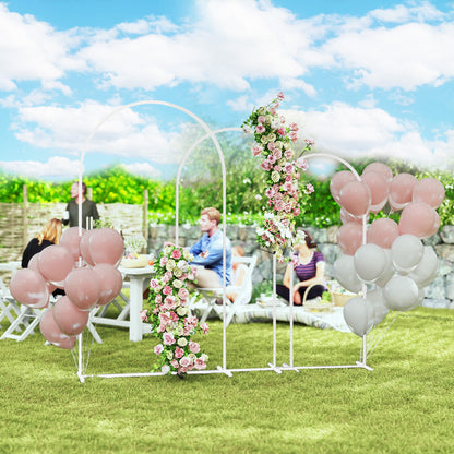 Wedding Arch Frame Set, Metal Balloon Arch Stand Set, Balloon Arch Stand Set for Birthday Party, 2.2, 2, 1.8 m White