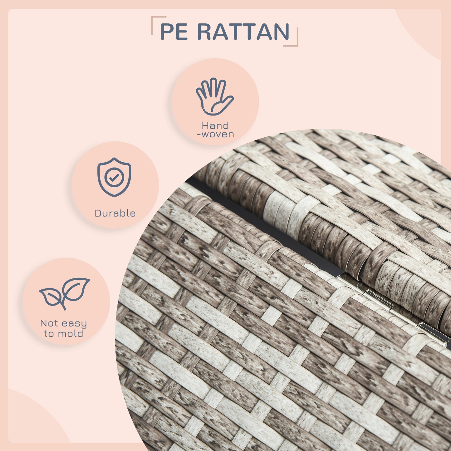 Wicker Dog House, Rattan Pet Bed, with Removable Cushion, Canopy, for Small and Medium Dogs - Dark Grey