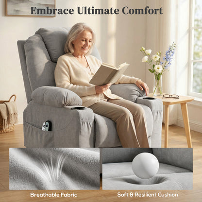 Power Lift Recliner Chair with Pocket Spring, Electric Lift Chair with Wide Backrest, Light Grey