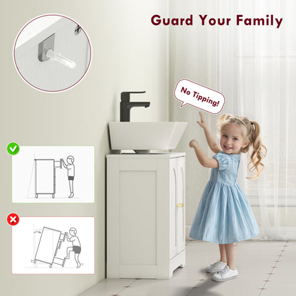 Under Sink Bathroom Cabinet with 2 Arch Doors - White