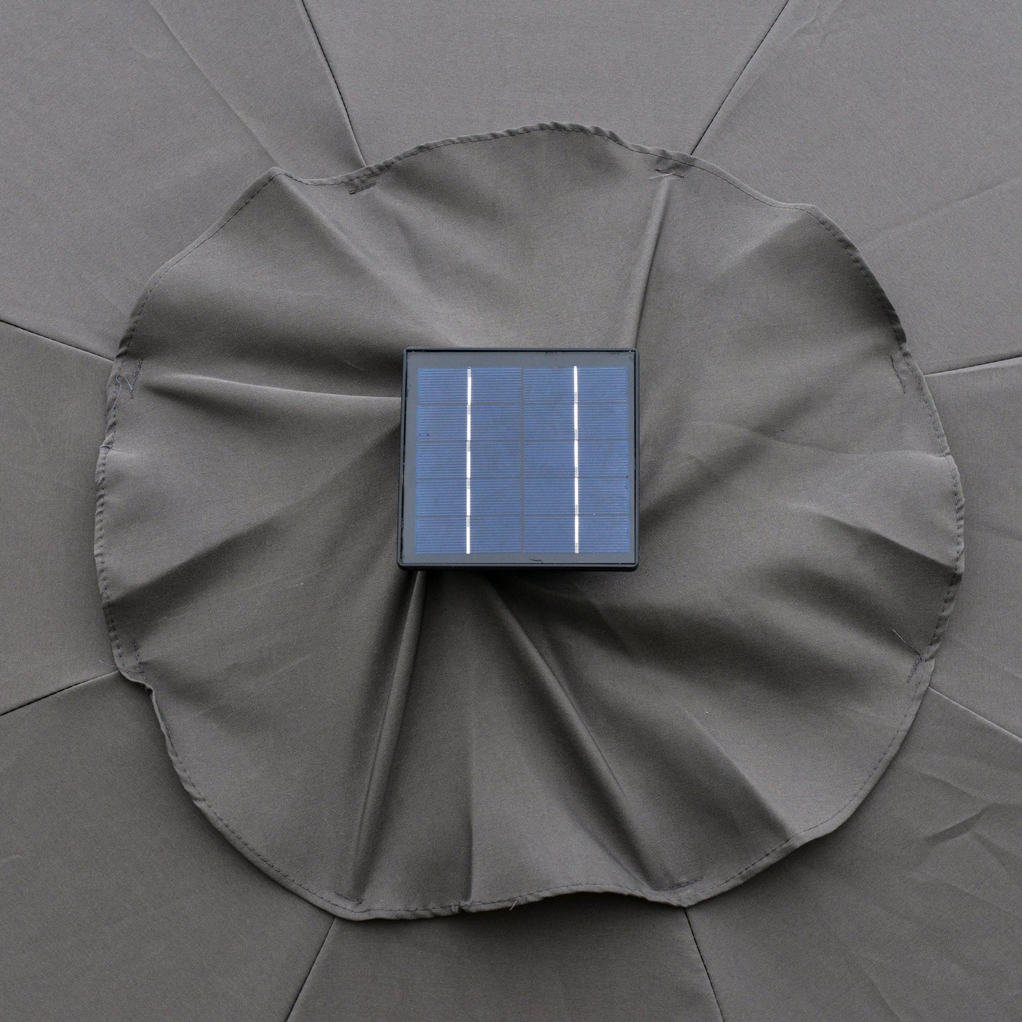 2.7m Garden Parasol Sun Umbrella w/ LED Solar Light Angled Canopy Grey