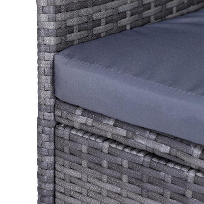 2-Seater PE Rattan Outdoor Garden Bench w/ Centre Table Grey