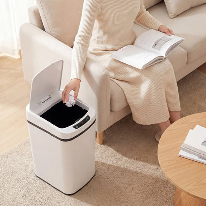 12L Sensor Bin, Automatic Touchless Motion Sensor Kitchen Bin with Fingerprint Resistant Stainless Steel, White