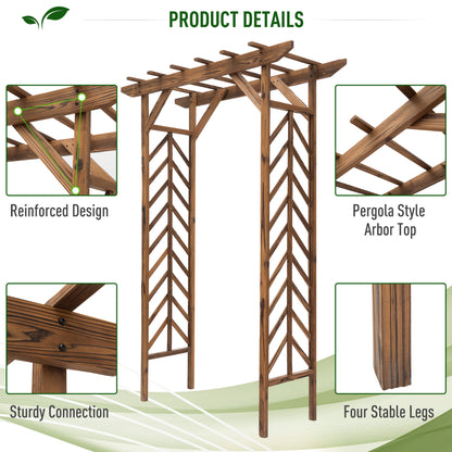 Wooden Garden Arbor, Arch Trellis with Classic Countryside Style, Pergola Style Roof for Climbing Vines