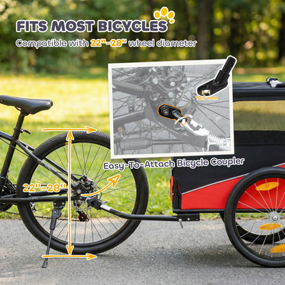 Dog Bike Trailer, Dog Cart Bicycle Carrier for Small and Medium Pets with 20" Inflatable Rubber Wheels, Red