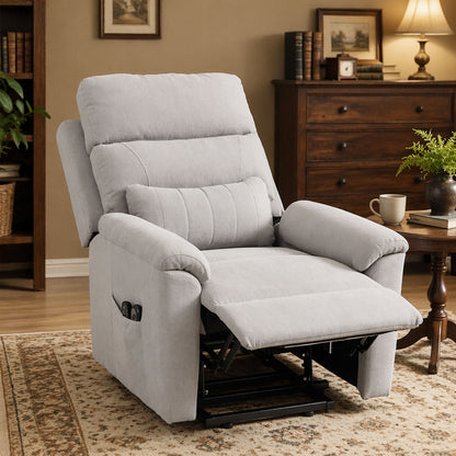 Power lift recliner chair with Massage and Heat, Terry Cloth Electric Lift Chair with Spring Cushion, Light Grey