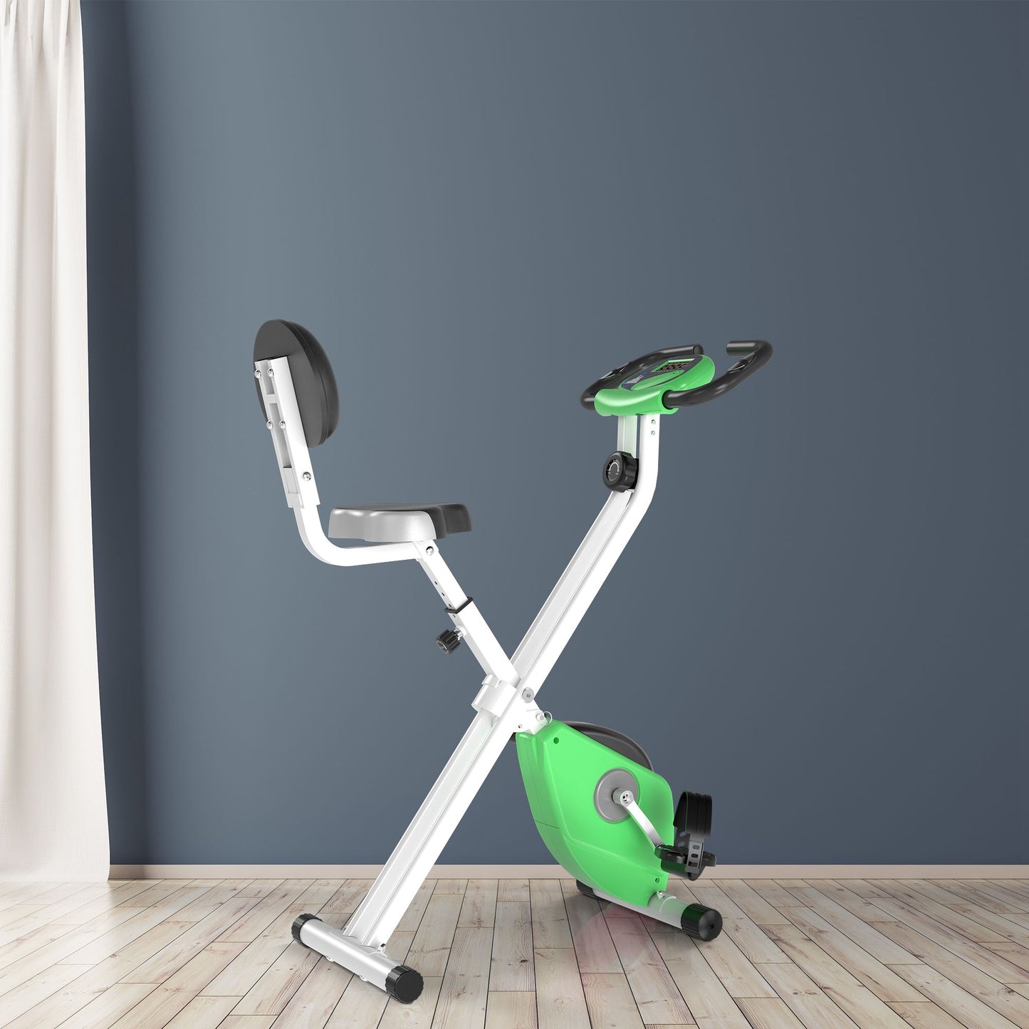 Folding Exercise Bike, Fitness Bicycle Indoor Trainer, Quiet 8-Level Magnetic Resistance, with LCD Monitor