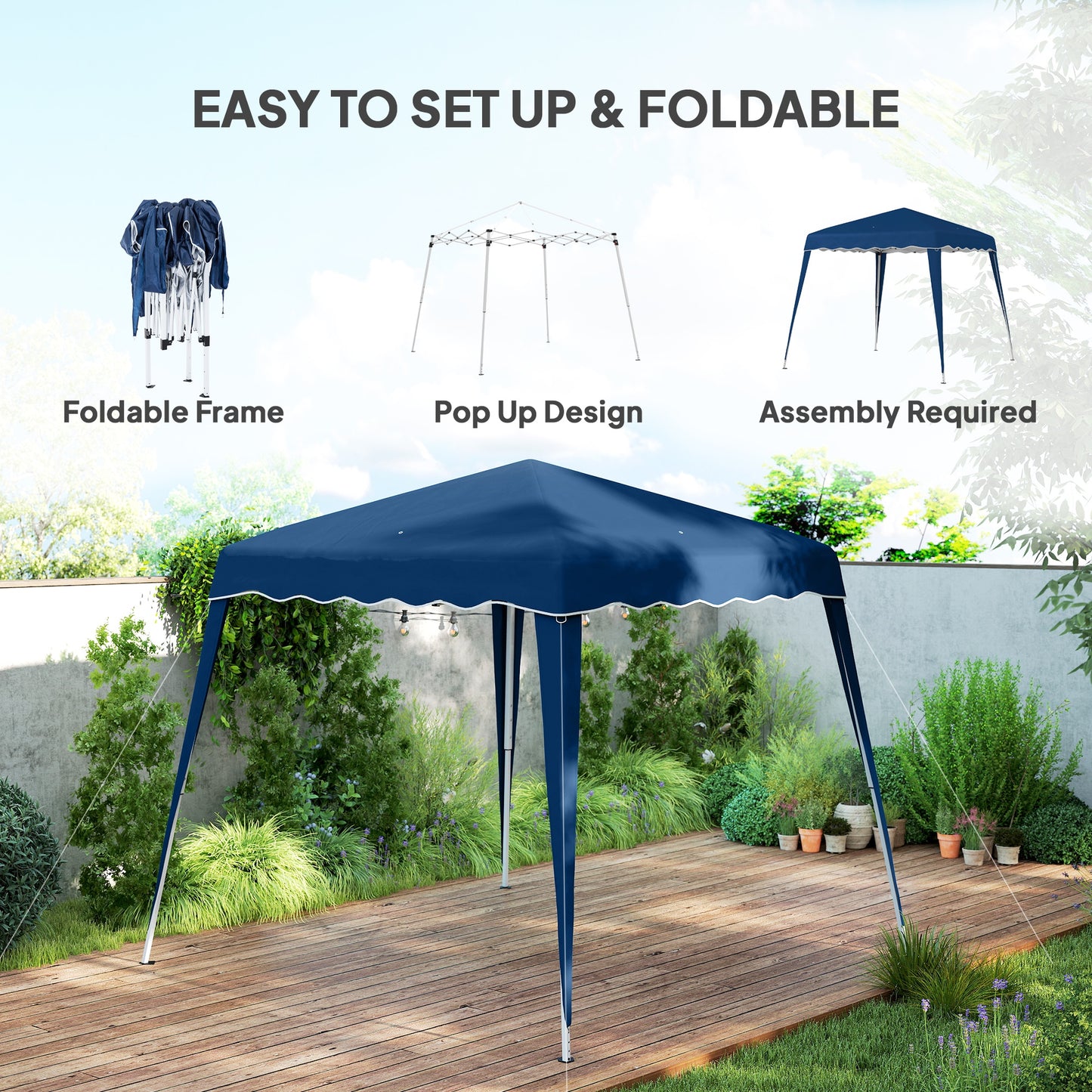 3 M x 3 M Base/ 2.5 M x 2.5 M Top Pop Up Gazebo, 2 Person Setup Instant with Carry Bag