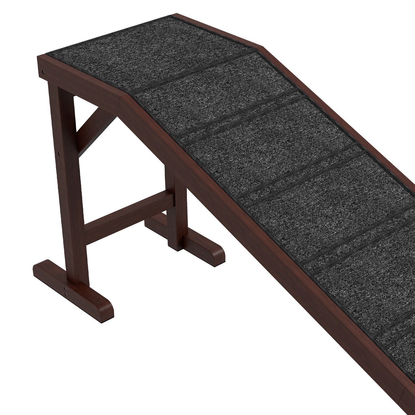 Pet Ramp for Dogs with Non-Slip Carpet and Top Platform - Brown & Grey