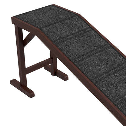Pet Ramp for Dogs with Non-Slip Carpet and Top Platform - Brown & Grey