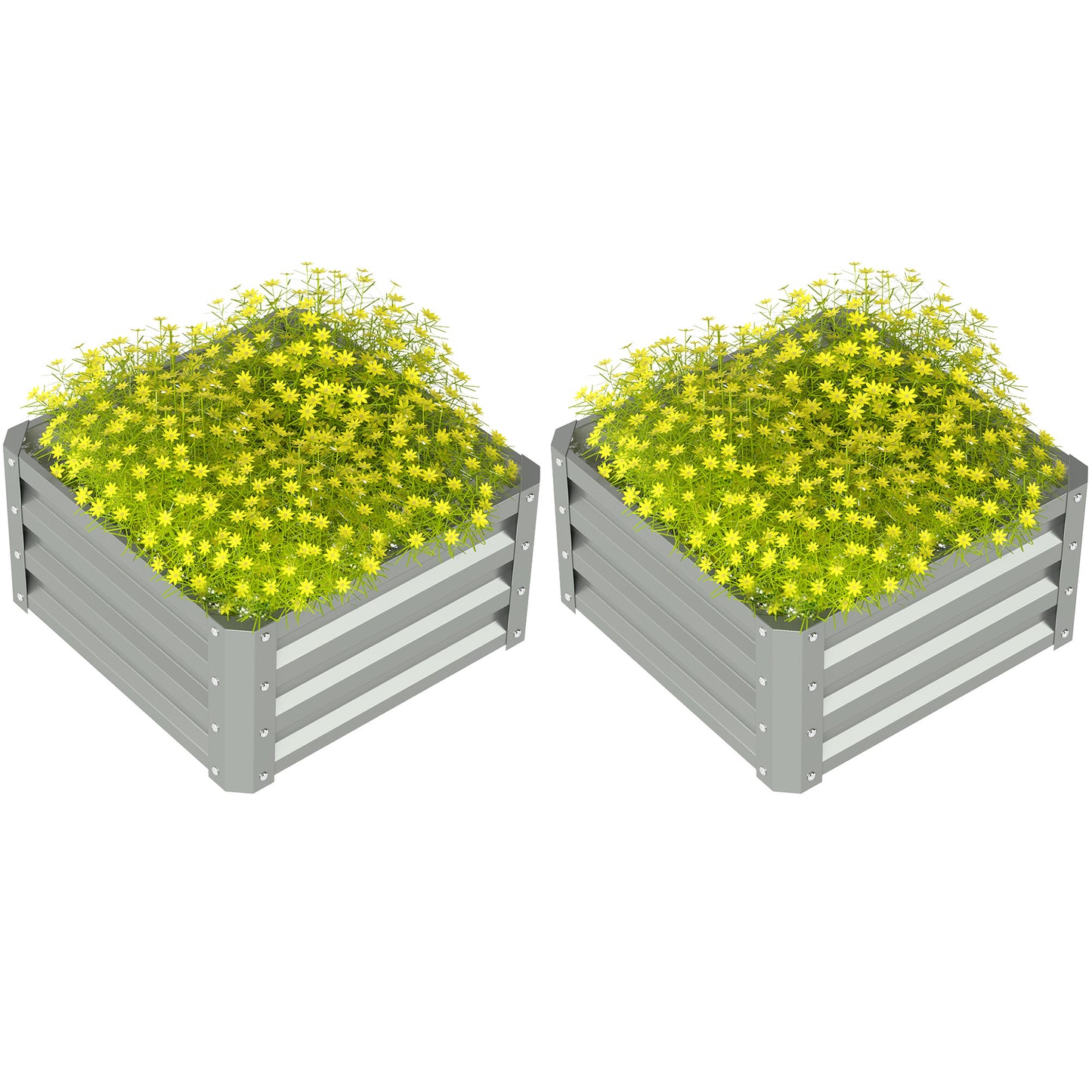 Set of Two 60 x 60cm Steel Planter Boxes - Light Grey