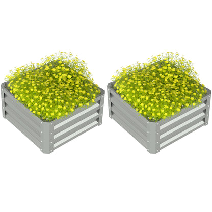 Set of Two 60 x 60cm Steel Planter Boxes - Light Grey