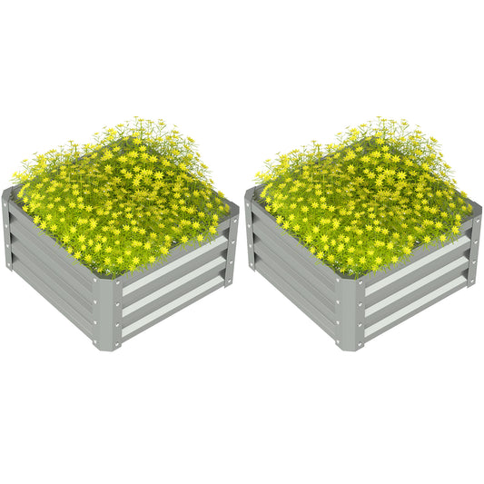 Set of Two 60 x 60cm Steel Planter Boxes - Light Grey