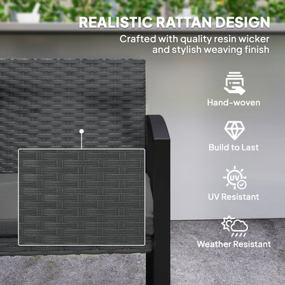 Two-Seater Rattan Garden Bench - Light Grey